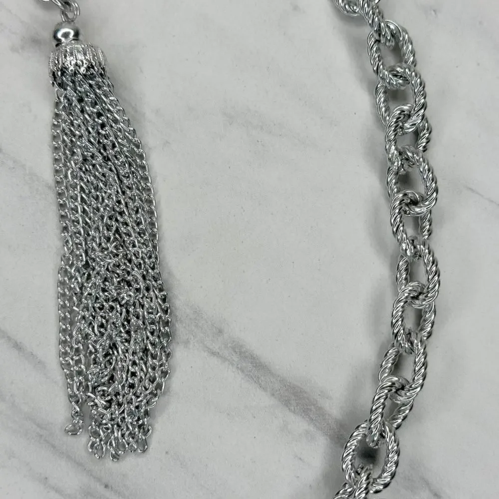 Tassel Charm Silver Tone Chain Link Belt Extra Small/Small (XS/S) ✨